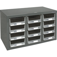 KPC-100 Parts Cabinet, Galvanized Steel, 12 Drawers, 23" x 11-2/5" x 13-4/5", Grey NRZ Safety Inc.