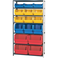 Shelving Unit with Stacking Bins, Steel, Magnum Bin, 650 lbs. Capacity, 42" W x 76" H NRZ Safety Inc.