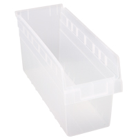 Store-Max Shelf Bins, 6-5/8" W x 8" H x 17-7/8" D, Clear, 56 lbs. Capacity NRZ Safety Inc.