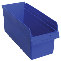 Store-Max Shelf Bins, 8-3/8" W x 8" H x 17-7/8" D, Blue, 56 lbs. Capacity NRZ Safety Inc.