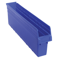 Store-Max Shelf Bins, 4-3/8" W x 8" H x 23-5/8" D, Blue, 68 lbs. Capacity NRZ Safety Inc.