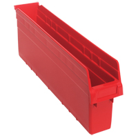 Store-Max Shelf Bins, 4-3/8" W x 8" H x 23-5/8" D, Red, 68 lbs. Capacity NRZ Safety Inc.