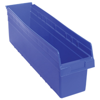 Store-Max Shelf Bins, 6-5/8" W x 8" H x 23-5/8" D, Blue, 68 lbs. Capacity NRZ Safety Inc.