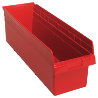 Store-Max Shelf Bins, 8-3/8" W x 8" H x 23-5/8" D, Red, 68 lbs. Capacity NRZ Safety Inc.