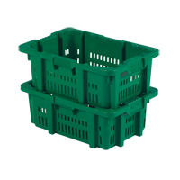 Food Handling Plastic Stack-N-Nest Container, 16" x 23.9" x 8.8", Green NRZ Safety Inc.