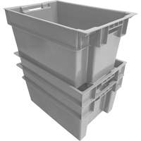 Stack & Nest Container, 16" W x 12" H x 24" D, Grey NRZ Safety Inc.