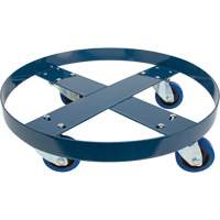 Drum Dolly, Steel, 1400 lbs. Capacity, 24" Diameter, Blue Elastic Casters NRZ Safety Inc.
