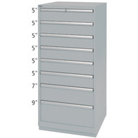 Drawer Cabinets, 8 Drawers, 28-1/4" W x 28-1/2" D x 59-1/2" H, Grey NRZ Safety Inc.