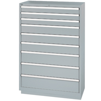 Drawer Cabinets, 9 Drawers, 40-1/4" W x 22-1/2" D x 59-1/2" H, Grey NRZ Safety Inc.