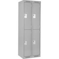 Clean Line Lockers, 2 -tier, Bank of 2, 24" x 18" x 72", Steel, Grey, Rivet (Assembled) NRZ Safety Inc.