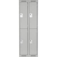 Clean Line Lockers, 2 -tier, Bank of 2, 24" x 18" x 72", Steel, Grey, Rivet (Assembled) NRZ Safety Inc.