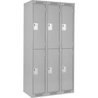 Clean Line Lockers, 2 -tier, Bank of 3, 36" x 18" x 72", Steel, Grey, Rivet (Assembled) NRZ Safety Inc.