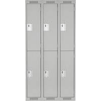 Clean Line Lockers, 2 -tier, Bank of 3, 36" x 18" x 72", Steel, Grey, Rivet (Assembled) NRZ Safety Inc.