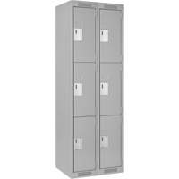 Clean Line Lockers, 3 -tier, Bank of 2, 24" x 18" x 72", Steel, Grey, Rivet (Assembled) NRZ Safety Inc.