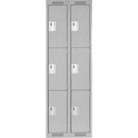 Clean Line Lockers, 3 -tier, Bank of 2, 24" x 18" x 72", Steel, Grey, Rivet (Assembled) NRZ Safety Inc.