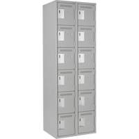 Clean Line Lockerettes, 6 -tier, Bank of 2, 24" x 18" x 72", Steel, Grey, Rivet (Assembled) NRZ Safety Inc.