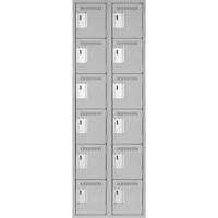 Clean Line Lockerettes, 6 -tier, Bank of 2, 24" x 18" x 72", Steel, Grey, Rivet (Assembled) NRZ Safety Inc.