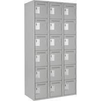 Clean Line Lockerettes, 6 -tier, Bank of 3, 36" x 18" x 72", Steel, Grey, Rivet (Assembled) NRZ Safety Inc.