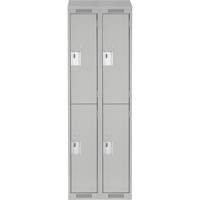 Clean Line Lockers, 2 -tier, Bank of 2, 24" x 18" x 78", Steel, Grey, Rivet (Assembled) NRZ Safety Inc.
