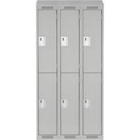 Clean Line Lockers, 2 -tier, Bank of 3, 36" x 18" x 78", Steel, Grey, Rivet (Assembled) NRZ Safety Inc.