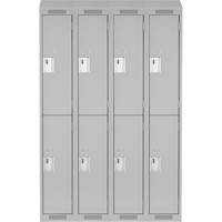 Clean Line Lockers, 2 -tier, Bank of 4, 48" x 18" x 78", Steel, Grey, Rivet (Assembled) NRZ Safety Inc.