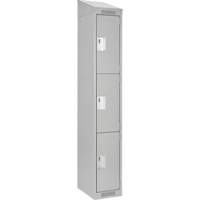 Clean Line Lockers, 3 -tier, 12" x 18" x 78", Steel, Grey, Rivet (Assembled) NRZ Safety Inc.
