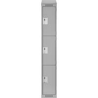 Clean Line Lockers, 3 -tier, 12" x 18" x 78", Steel, Grey, Rivet (Assembled) NRZ Safety Inc.