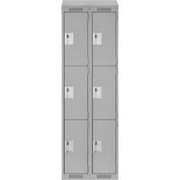 Clean Line Lockers, 3 -tier, Bank of 2, 24" x 18" x 78", Steel, Grey, Rivet (Assembled) NRZ Safety Inc.