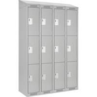 Clean Line Lockers, 3 -tier, Bank of 4, 48" x 18" x 78", Steel, Grey, Rivet (Assembled) NRZ Safety Inc.