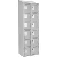 Clean Line Lockerette , 6 -tier, Bank of 2, 24" x 18" x 78", Steel, Grey, Rivet (Assembled) NRZ Safety Inc.