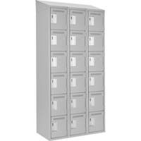 Clean Line Lockerette , 6 -tier, Bank of 3, 36" x 18" x 78", Steel, Grey, Rivet (Assembled) NRZ Safety Inc.