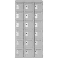 Clean Line Lockerette , 6 -tier, Bank of 3, 36" x 18" x 78", Steel, Grey, Rivet (Assembled) NRZ Safety Inc.