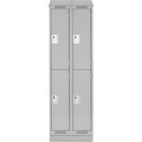 Clean Line Lockers, 2 -tier, Bank of 2, 24" x 18" x 82", Steel, Grey, Rivet (Assembled) NRZ Safety Inc.