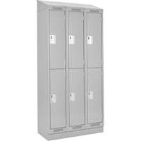 Clean Line Lockers, 2 -tier, Bank of 3, 36" x 18" x 82", Steel, Grey, Rivet (Assembled) NRZ Safety Inc.
