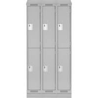 Clean Line Lockers, 2 -tier, Bank of 3, 36" x 18" x 82", Steel, Grey, Rivet (Assembled) NRZ Safety Inc.