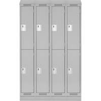 Clean Line Lockers, 2 -tier, Bank of 4, 48" x 18" x 82", Steel, Grey, Rivet (Assembled) NRZ Safety Inc.