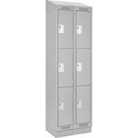 Clean Line Lockers, 3 -tier, Bank of 2, 24" x 18" x 82", Steel, Grey, Rivet (Assembled) NRZ Safety Inc.