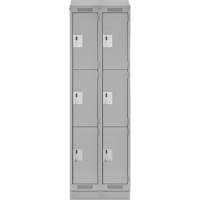 Clean Line Lockers, 3 -tier, Bank of 2, 24" x 18" x 82", Steel, Grey, Rivet (Assembled) NRZ Safety Inc.