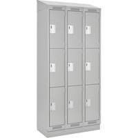 Clean Line Lockers, 3 -tier, Bank of 3, 36" x 18" x 82", Steel, Grey, Rivet (Assembled) NRZ Safety Inc.