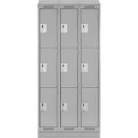 Clean Line Lockers, 3 -tier, Bank of 3, 36" x 18" x 82", Steel, Grey, Rivet (Assembled) NRZ Safety Inc.