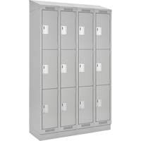 Clean Line Lockers, 3 -tier, Bank of 4, 48" x 18" x 82", Steel, Grey, Rivet (Assembled) NRZ Safety Inc.