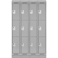 Clean Line Lockers, 3 -tier, Bank of 4, 48" x 18" x 82", Steel, Grey, Rivet (Assembled) NRZ Safety Inc.