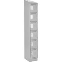 Clean Line Lockerette, 6 -tier, 12" x 18" x 82", Steel, Grey, Rivet (Assembled) NRZ Safety Inc.