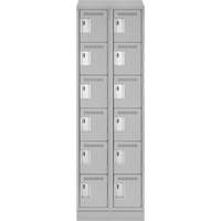 Clean Line Lockerette, 6 -tier, Bank of 2, 24" x 18" x 82", Steel, Grey, Rivet (Assembled) NRZ Safety Inc.