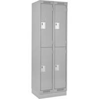 Clean Line Lockers, 2 -tier, Bank of 2, 24" x 18" x 76", Steel, Grey, Rivet (Assembled) NRZ Safety Inc.