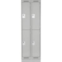 Clean Line Lockers, 2 -tier, Bank of 2, 24" x 18" x 76", Steel, Grey, Rivet (Assembled) NRZ Safety Inc.