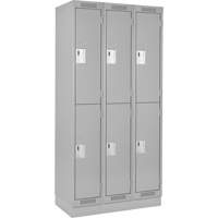 Clean Line Lockers, 2 -tier, Bank of 3, 36" x 18" x 76", Steel, Grey, Rivet (Assembled) NRZ Safety Inc.