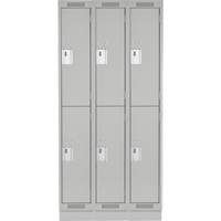 Clean Line Lockers, 2 -tier, Bank of 3, 36" x 18" x 76", Steel, Grey, Rivet (Assembled) NRZ Safety Inc.