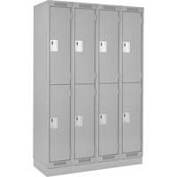 Clean Line Lockers, 2 -tier, Bank of 4, 48" x 18" x 76", Steel, Grey, Rivet (Assembled) NRZ Safety Inc.
