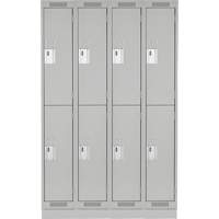 Clean Line Lockers, 2 -tier, Bank of 4, 48" x 18" x 76", Steel, Grey, Rivet (Assembled) NRZ Safety Inc.